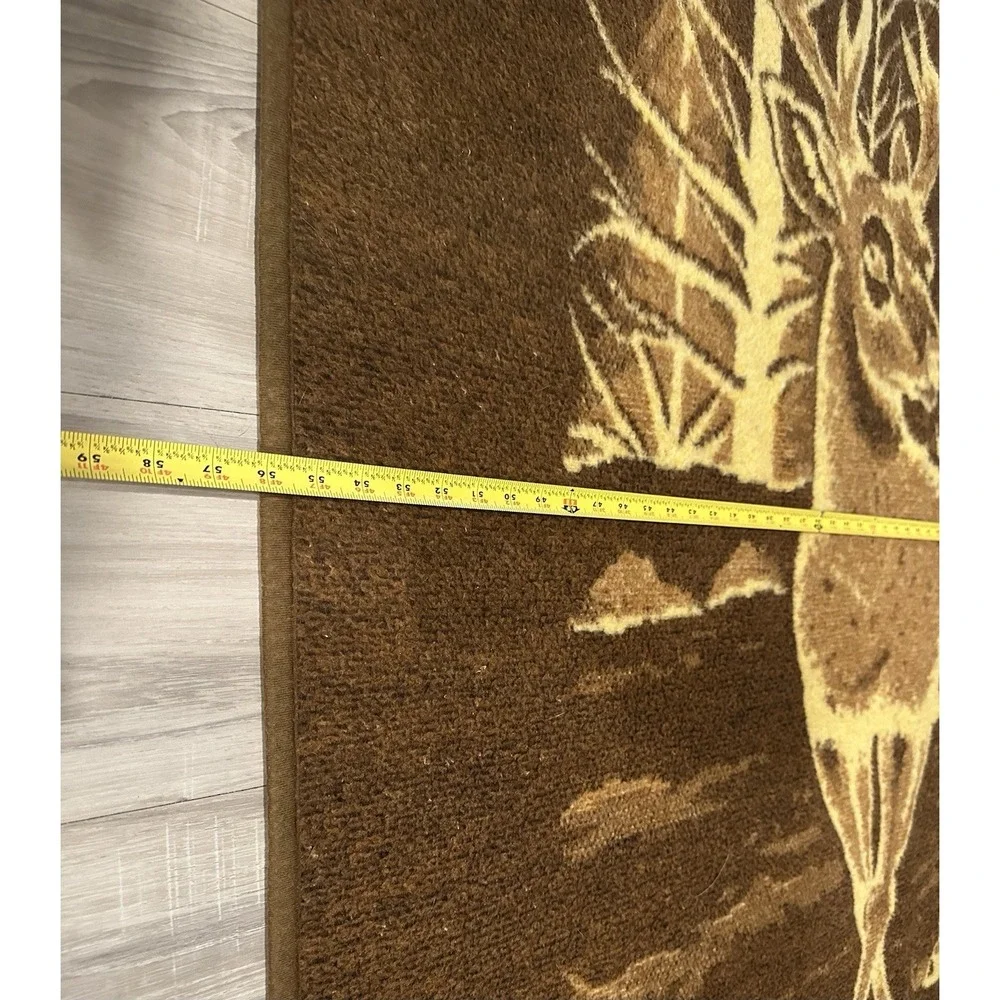 Vintage‎ Acrylic Deer Blanket Reversible Made in Spain Buck Wilderness Brown Tan